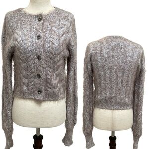 Free People Cable Knit Softest Eyelash Sweater Button Down